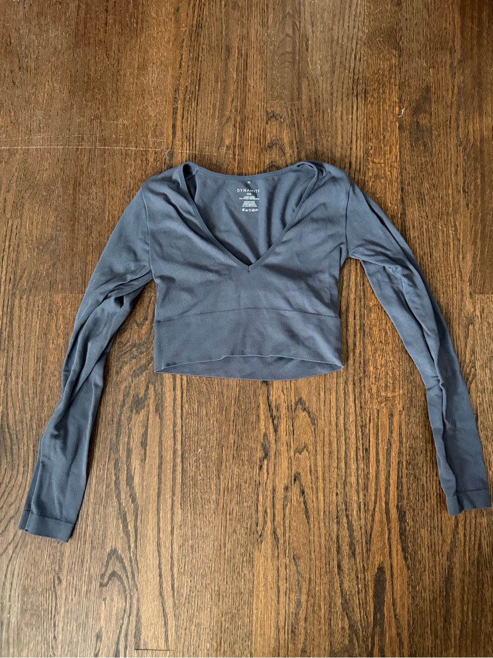 Dynamite Long-Sleeve V-Neck Cropped Top